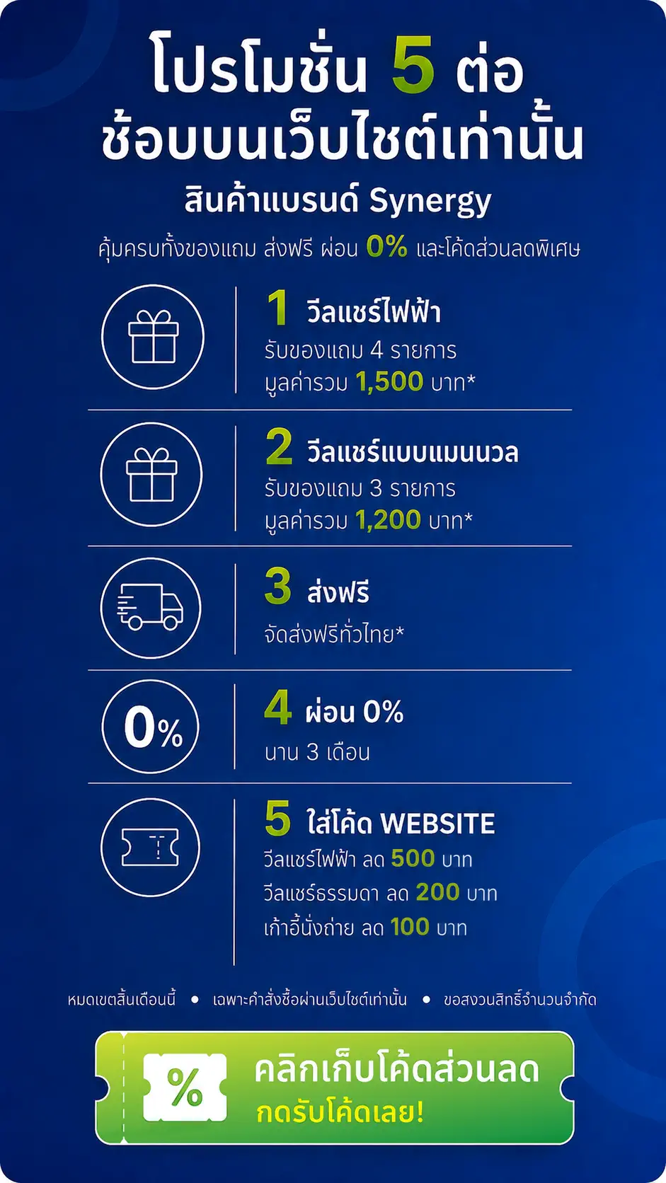 โปรโมชั่น 5 ต่อ ซื้อบนเว็บไซต์เท่านั้น
